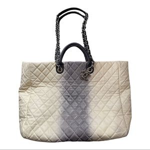 CHANEL Limited Edition 2013 Ombré Caviar Shopping Tote Cream & Grey